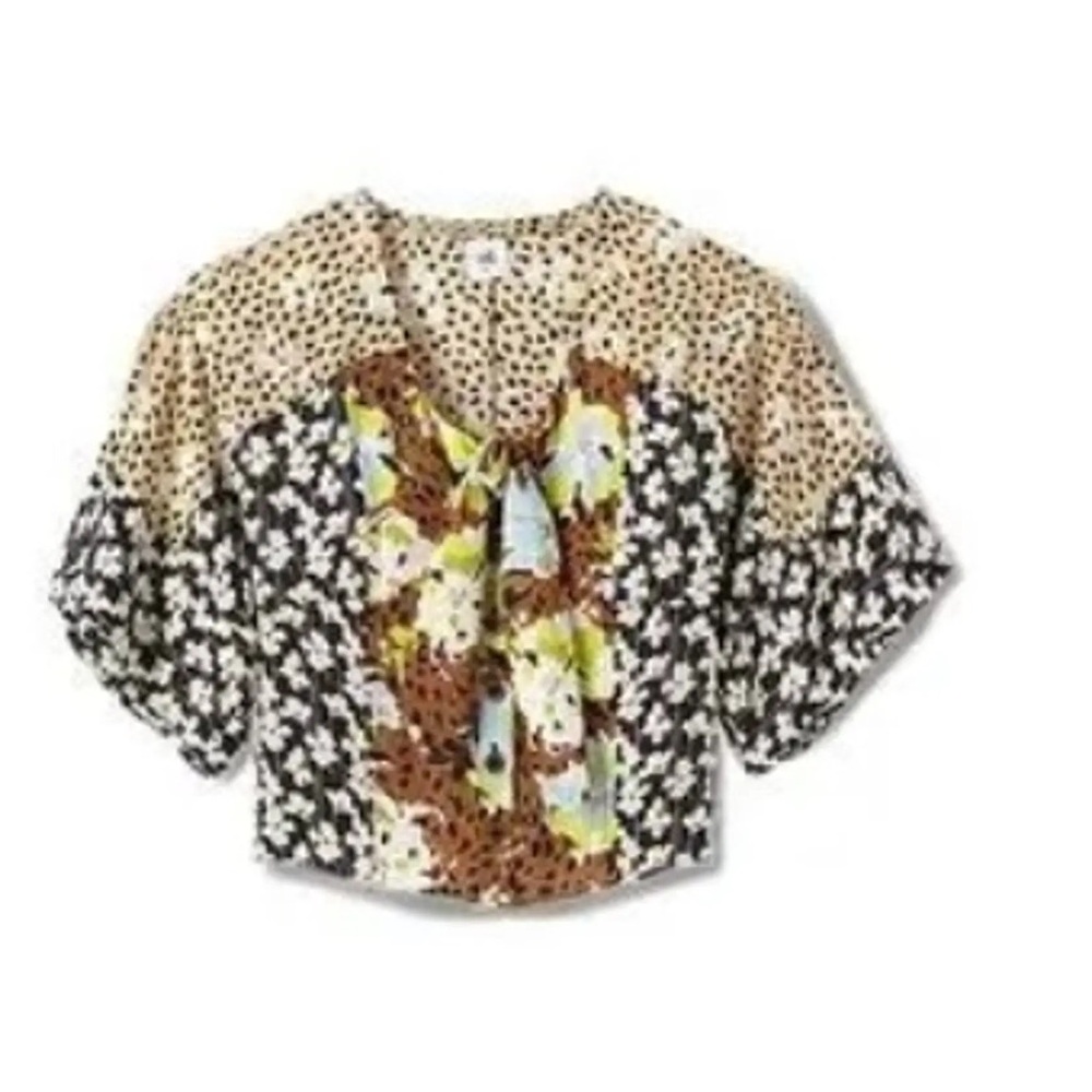 CAbi Patchwork Heart and Floral Pattern Blouse XS - image 1